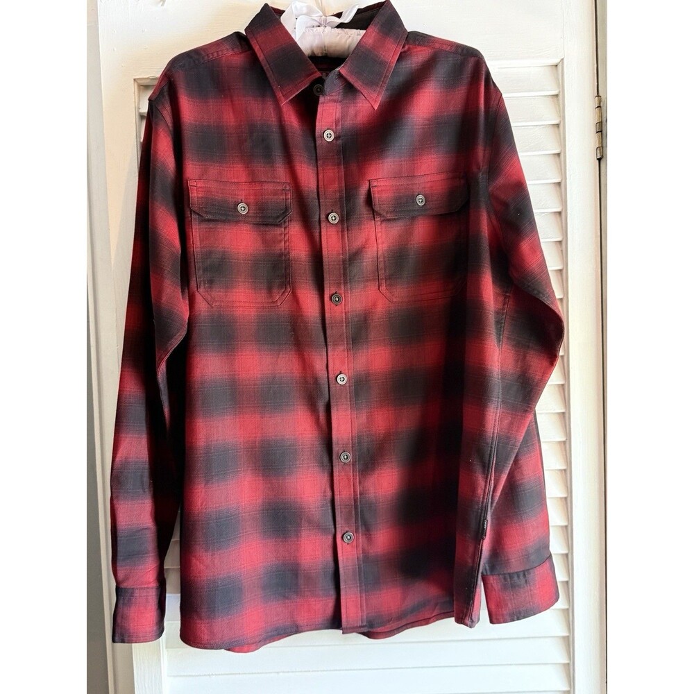 Men’s Swiss Tech L Buffalo Plaid Collared Shirt Gorpcore Utility Cabincore work